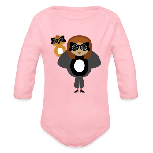 Alphabet letter O - Fashion Girl and Creature - Organic Long Sleeve Baby Bodysuit