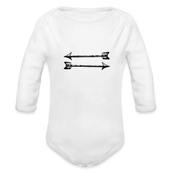 arrows - Organic Long Sleeve Baby Bodysuit - heather grey - Front