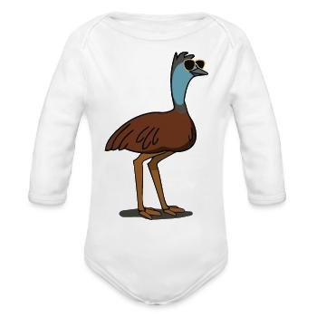 Emily the Emu - Organic Long Sleeve Baby Bodysuit -  - Front