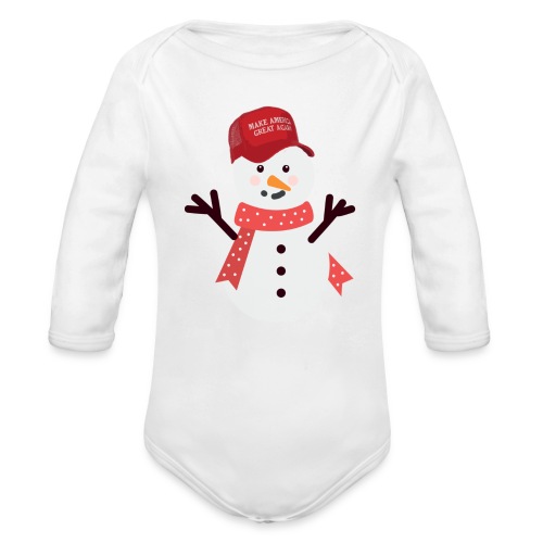 MAGA the Snowman - Organic Long Sleeve Baby Bodysuit