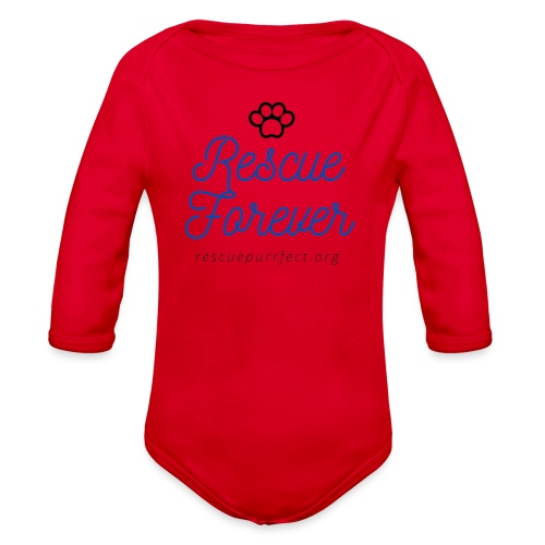 Rescue Purrfect Cursive Paw Print - Organic Long Sleeve Baby Bodysuit