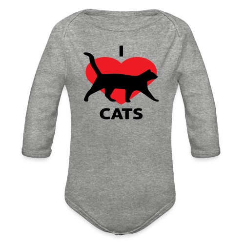 I Love Cats - Organic Long Sleeve Baby Bodysuit