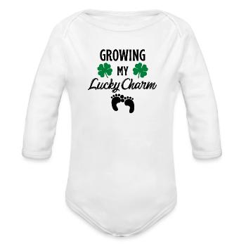 Growing My Lucky Charm - Organic Long Sleeve Baby Bodysuit -  - Front