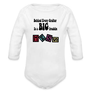 Mess trending - Organic Long Sleeve Baby Bodysuit - heather grey - Front