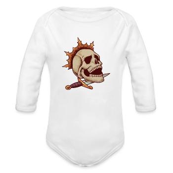 Dagger And Crown Majestic Skull - Organic Long Sleeve Baby Bodysuit -  - Front
