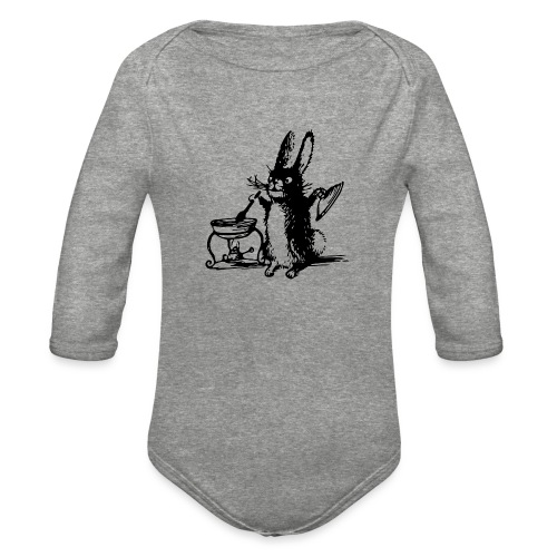 Cute Bunny Rabbit Cooking - Organic Long Sleeve Baby Bodysuit