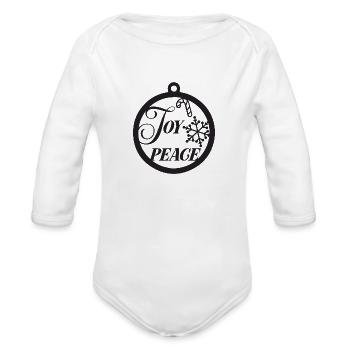 Joy Peace - Organic Long Sleeve Baby Bodysuit - heather grey - Front