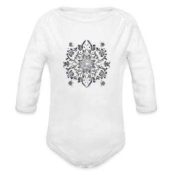 Fractal colorful bright pattern flowers - Organic Long Sleeve Baby Bodysuit -  - Front