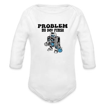 Problem trending - Organic Long Sleeve Baby Bodysuit - heather grey - Front