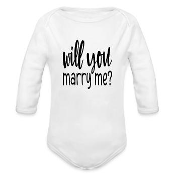Will You Marry Me? - Organic Long Sleeve Baby Bodysuit - heather grey - Front
