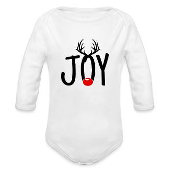 Christmas Joy - Organic Long Sleeve Baby Bodysuit - heather grey - Front