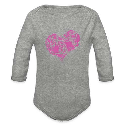 Coastal Heart. Pink - Organic Long Sleeve Baby Bodysuit