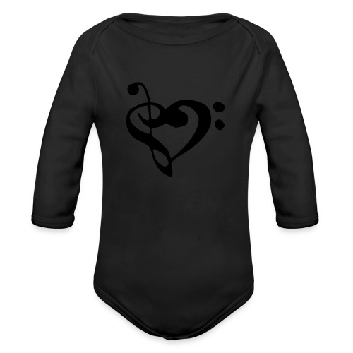 musical note with heart - Organic Long Sleeve Baby Bodysuit