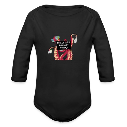 Ocean Life against Trump - Anti-Trump Red Octopus - Organic Long Sleeve Baby Bodysuit