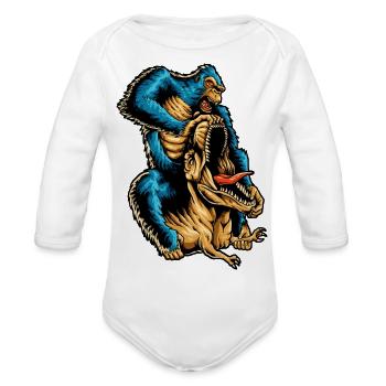 King - Organic Long Sleeve Baby Bodysuit - heather grey - Front