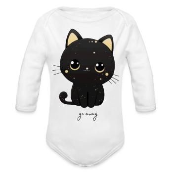 Black Cat Go Away - Organic Long Sleeve Baby Bodysuit -  - Front