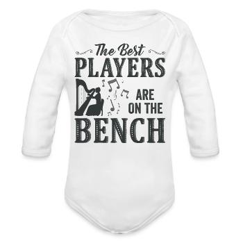 The Best Players Are On The Bench Harp - Organic Long Sleeve Baby Bodysuit -  - Front