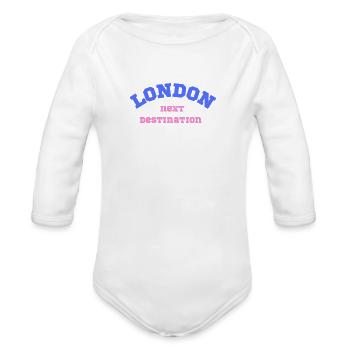 London . - Organic Long Sleeve Baby Bodysuit - heather grey - Front