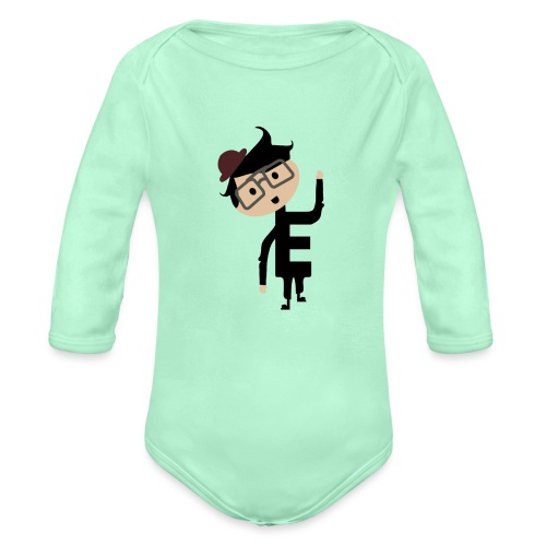 Alphabet Letter E - Uneven Little Man Enzo - Organic Long Sleeve Baby Bodysuit