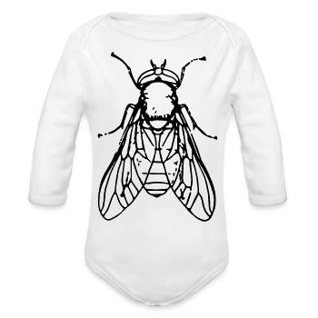 fly insect - Organic Long Sleeve Baby Bodysuit - heather grey - Front