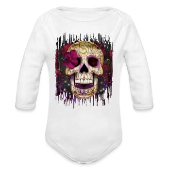 Pretty Skull - Organic Long Sleeve Baby Bodysuit -  - Front