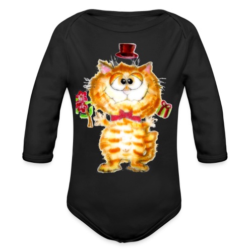 Silly Fluffy Cat - Organic Long Sleeve Baby Bodysuit