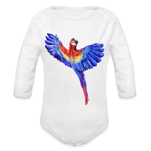 Scarlet macaw parrot - Organic Long Sleeve Baby Bodysuit