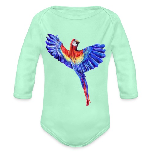 Scarlet macaw parrot - Organic Long Sleeve Baby Bodysuit
