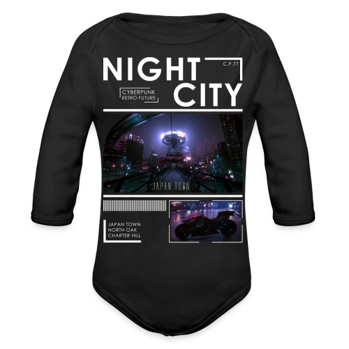 Night City Japan Town - Organic Long Sleeve Baby Bodysuit