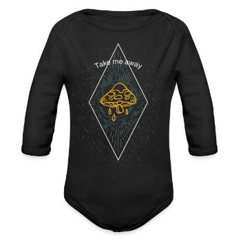 Take Me Away - Organic Long Sleeve Baby Bodysuit - black - Front