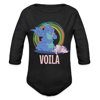 Voila The Last Unicorn Dragon Eaten Satire Fairy - Organic Long Sleeve Baby Bodysuit - black - Front