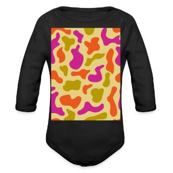 Camo - Organic Long Sleeve Baby Bodysuit - black - Front