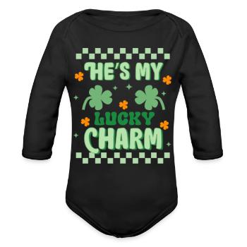 Lucky charm - Organic Long Sleeve Baby Bodysuit - black - Front