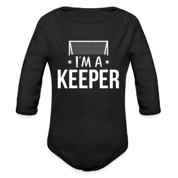 Goalkeeper Soccer Gift - Organic Long Sleeve Baby Bodysuit - black - Front