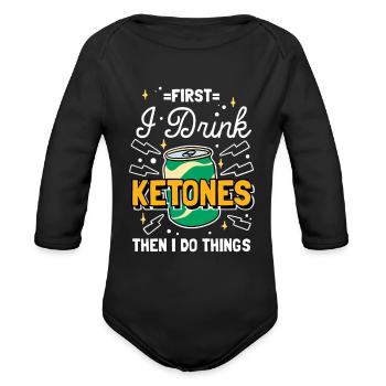 Keto Diet - Organic Long Sleeve Baby Bodysuit - black - Front