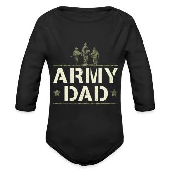 US Proud Army Dad Camo - Organic Long Sleeve Baby Bodysuit - black - Front