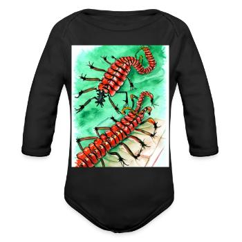 3 Insect - Organic Long Sleeve Baby Bodysuit - black - Front
