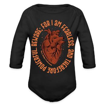 Mary Shelley Fearless - Organic Long Sleeve Baby Bodysuit - black - Front