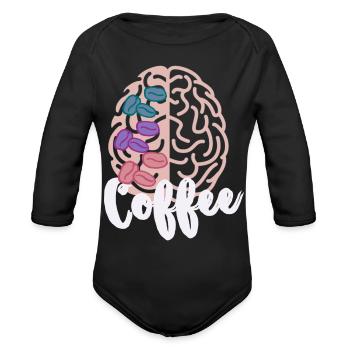 Café et cerveau - Cache-couche à manches longues bio - noir - Devant