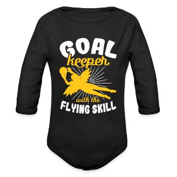 Girl Goalkeeper - Organic Long Sleeve Baby Bodysuit - black - Front