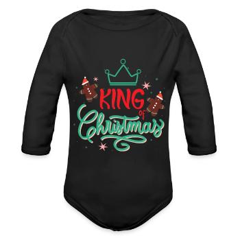 king - Organic Long Sleeve Baby Bodysuit - black - Front