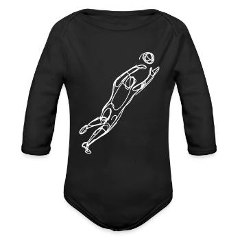 Soccer Goalkeeper Drawing - Organic Long Sleeve Baby Bodysuit - black - Front