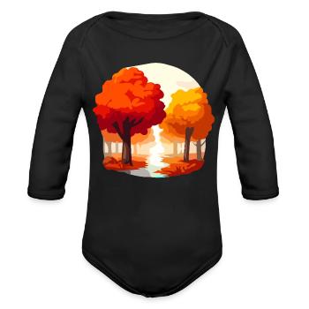 Forêt d’automne - Cache-couche à manches longues bio - noir - Devant