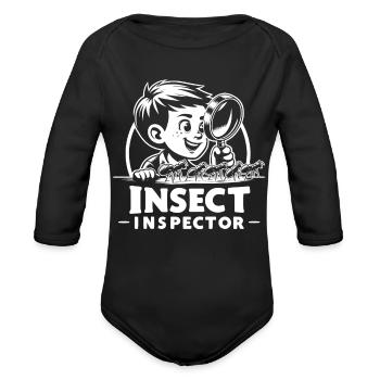 Insect Inspector - Organic Long Sleeve Baby Bodysuit - black - Front