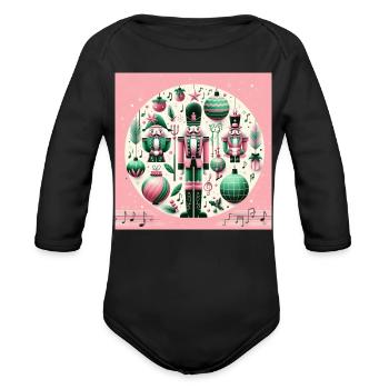 Pastel Nutcracker Holiday Medley - Organic Long Sleeve Baby Bodysuit - black - Front