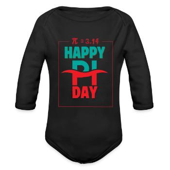 Pi Day Themed Celebration T-Shirt - Organic Long Sleeve Baby Bodysuit - black - Front