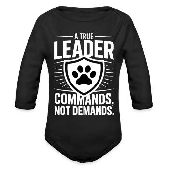 Leader Shield Tee – Strength. Loyalty. Command. - Organic Long Sleeve Baby Bodysuit - black - Front