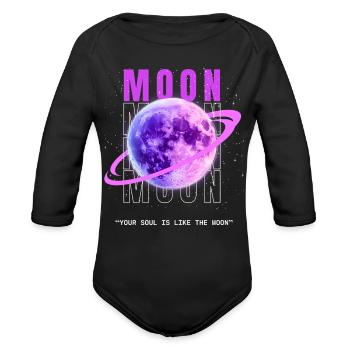 Magical Moonlight T-Shirt with Spiritual Energy - Organic Long Sleeve Baby Bodysuit - black - Front
