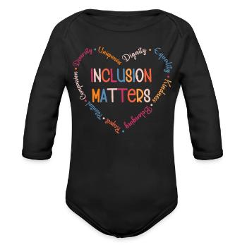 Inclusion Matters Heart of Values - Organic Long Sleeve Baby Bodysuit - black - Front