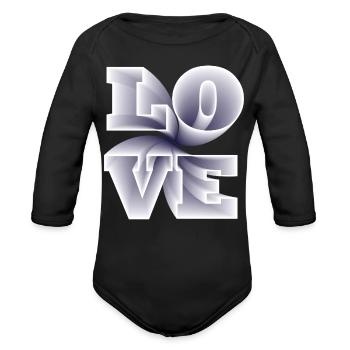 Love Spiral  - Organic Long Sleeve Baby Bodysuit - black - Front